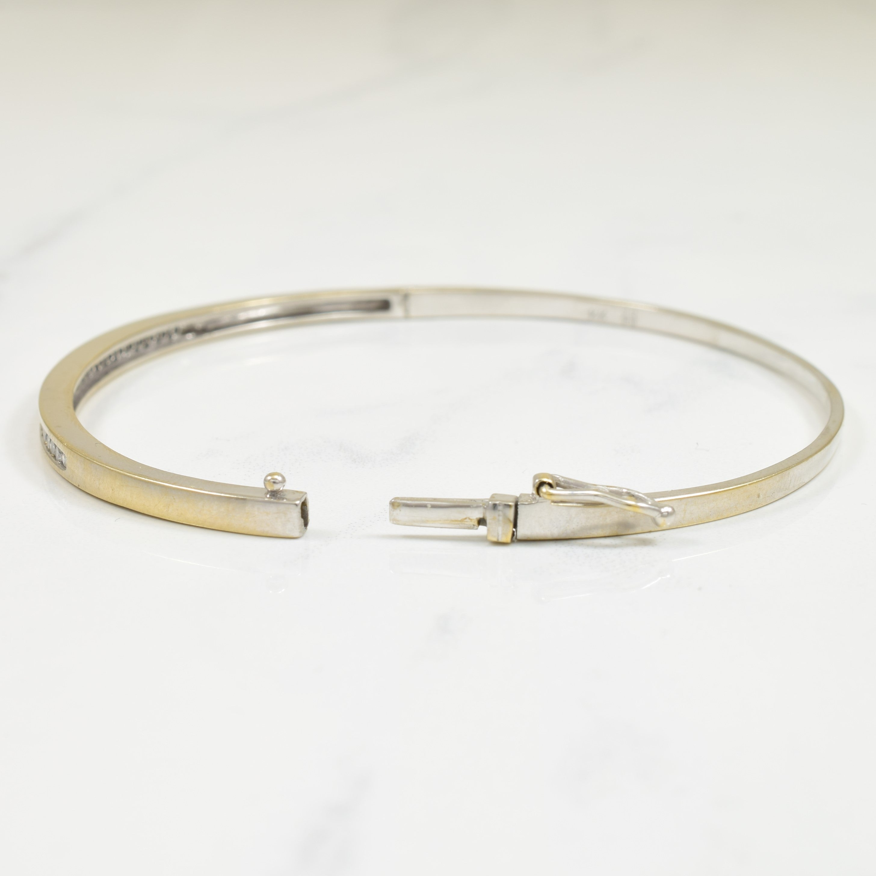 14k White Gold & Diamond Bangle | 0.50ctw | 7.5" |