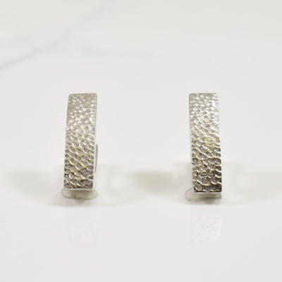 14k White Gold Pointed Hoop Earrings