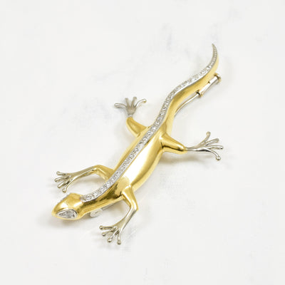 Diamond Two Tone Gecko Brooch | 0.34ctw |