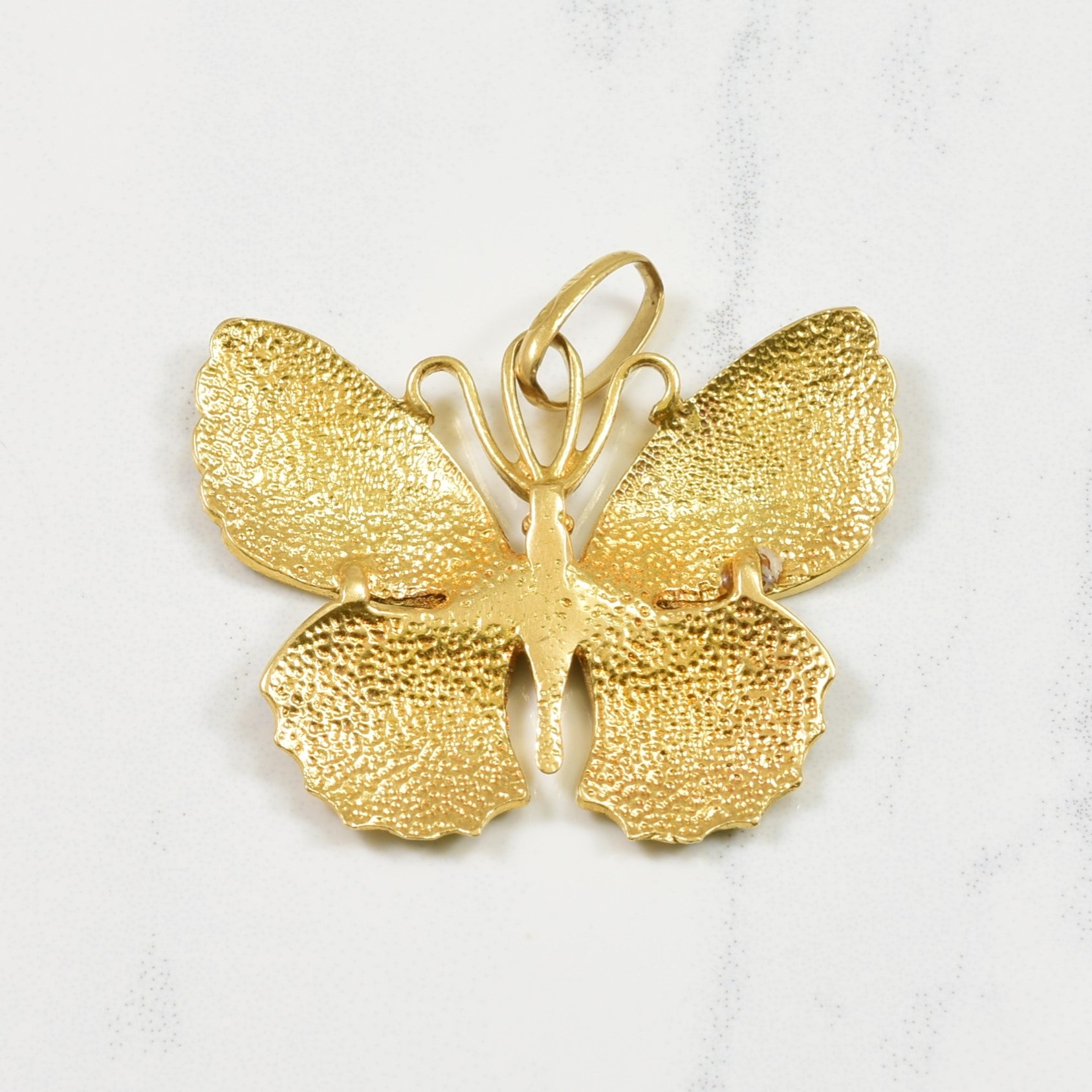 20k Yellow Gold Enameled Butterfly Pendant