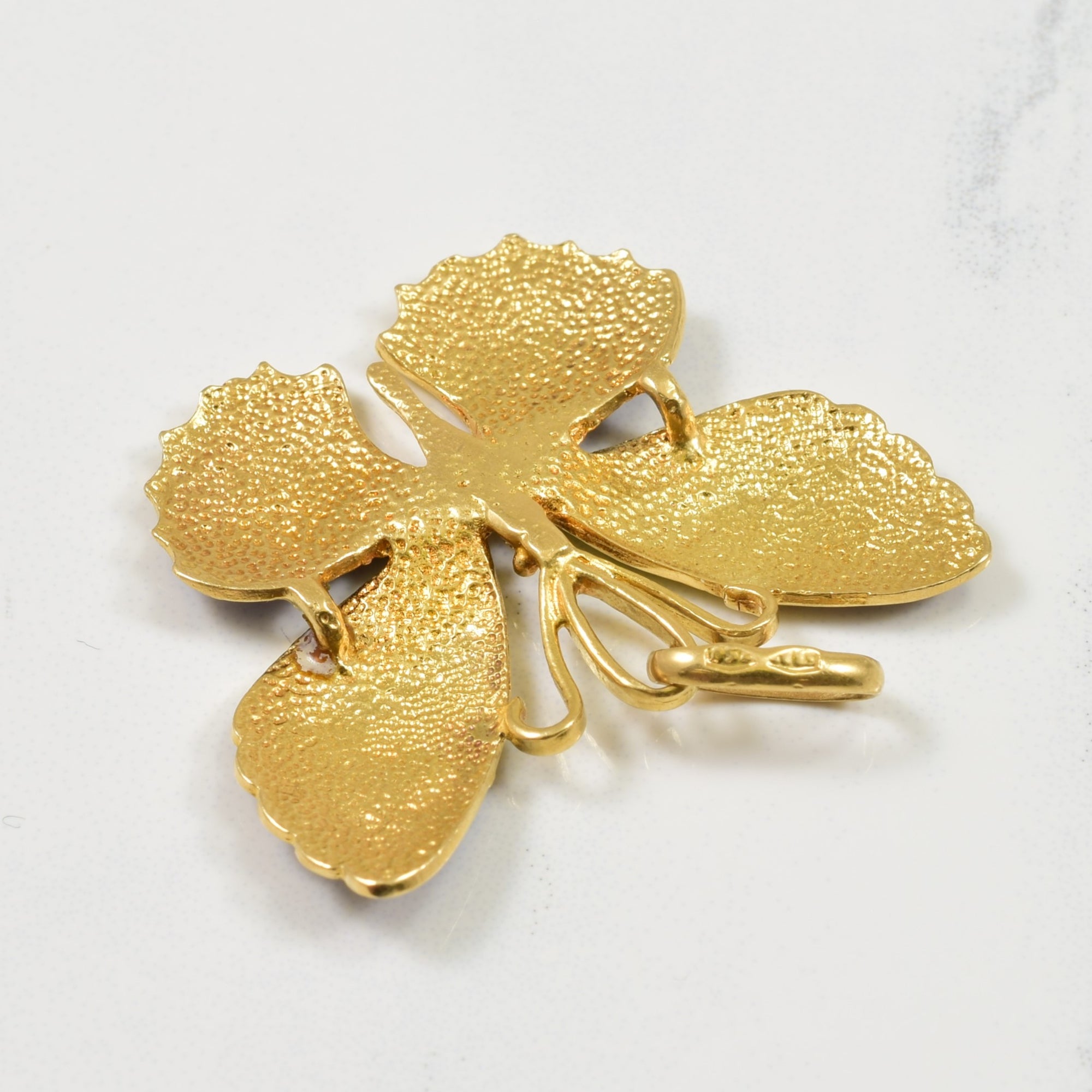 20k Yellow Gold Enameled Butterfly Pendant