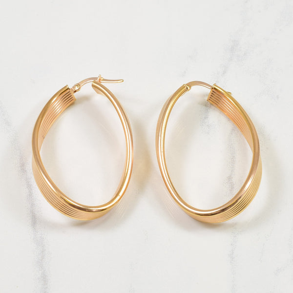 14k Rose Gold Elongated Hoop Earrings