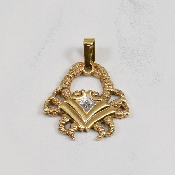 10k Yellow Gold & Diamond Crab Pendant | 0.005ct |