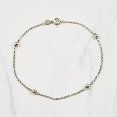 18k White Gold Cable Chain Bracelet | 7.5