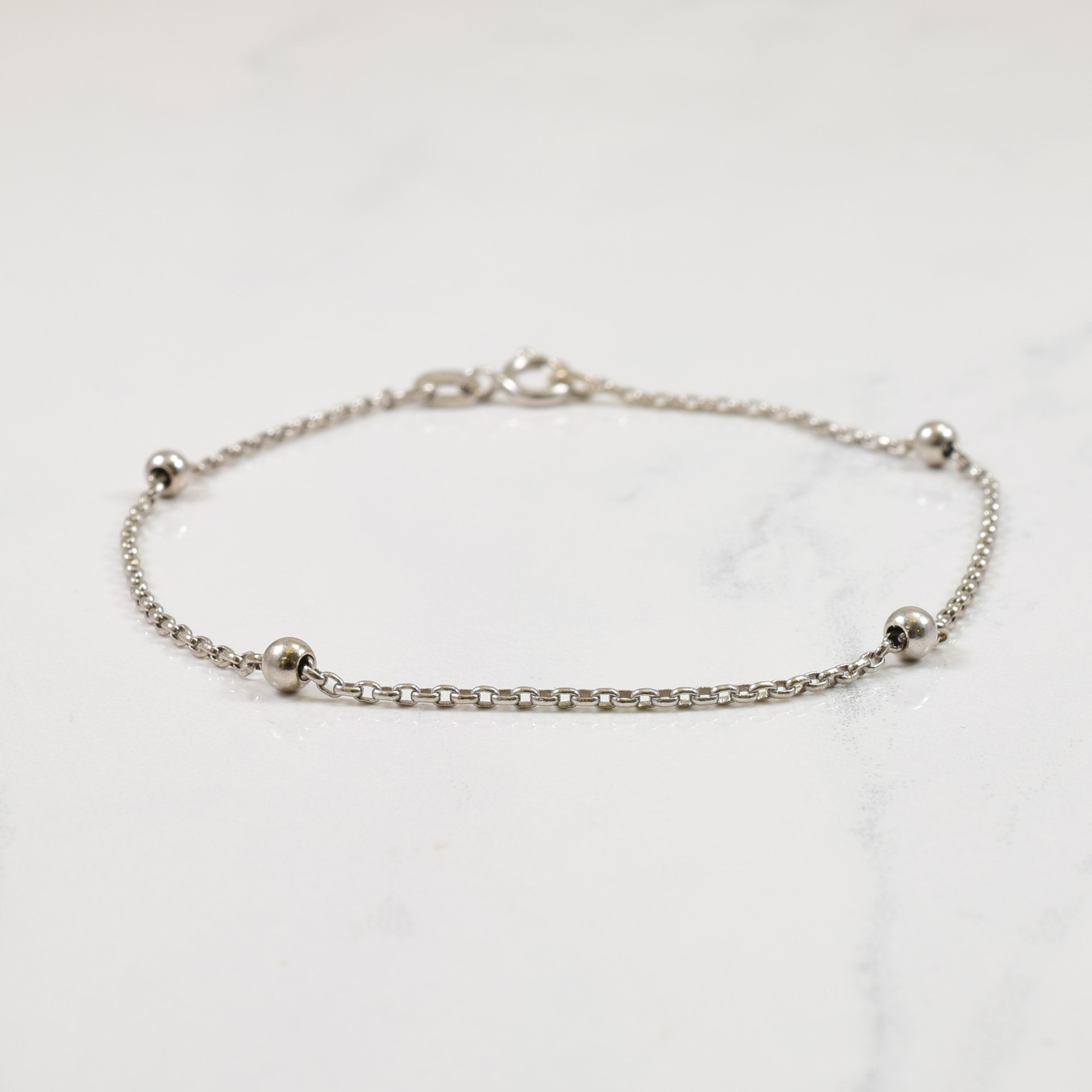 18k White Gold Cable Chain Bracelet | 7.5" |