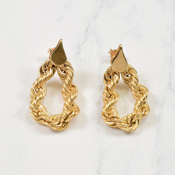 10k Yellow Gold Rope Chain Earrings