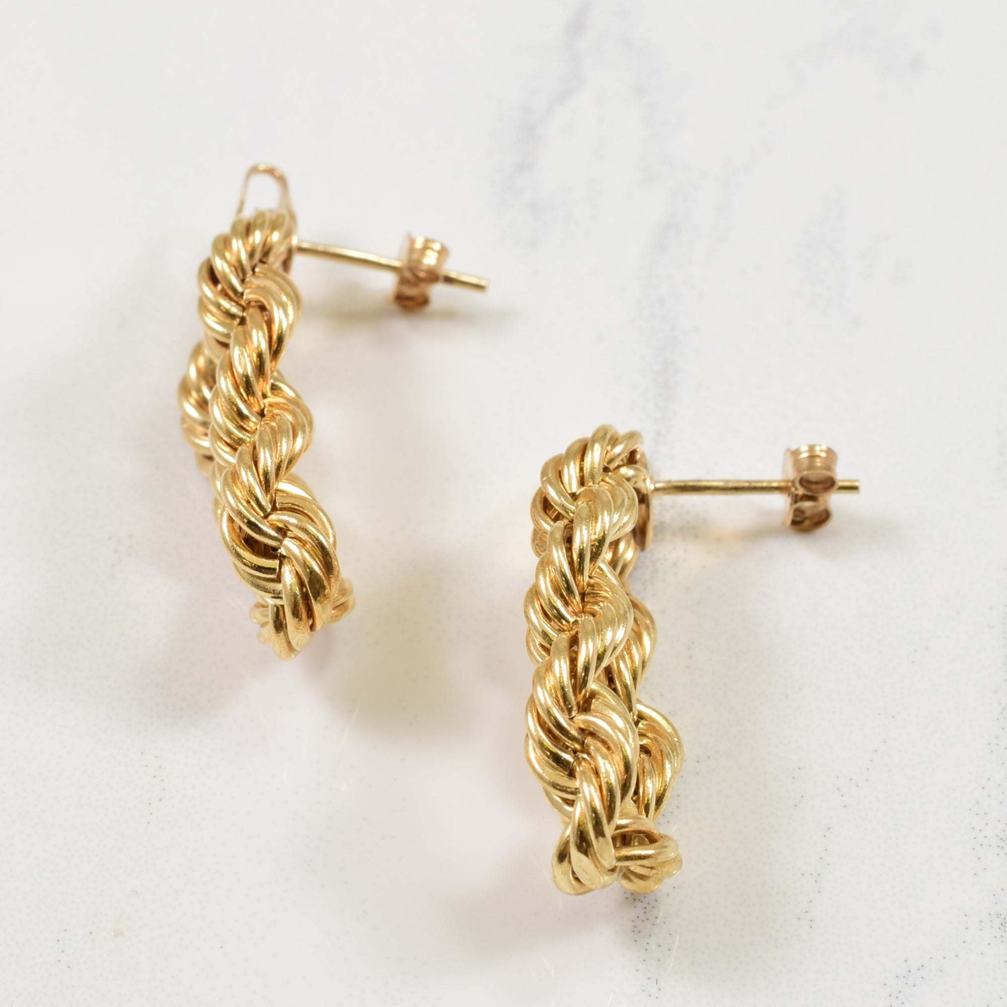 10k Yellow Gold Rope Chain Earrings