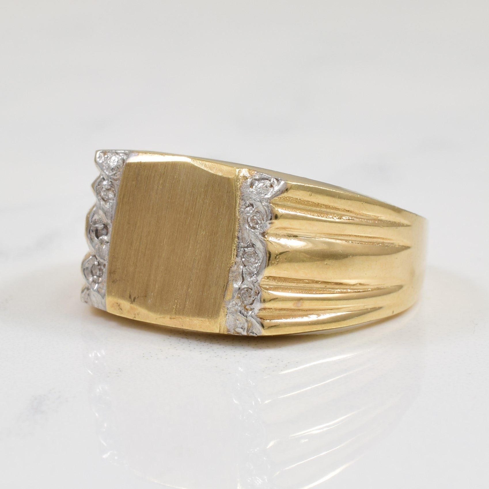 Tapered Diamond Signet Ring | 0.03ctw | SZ 11 |