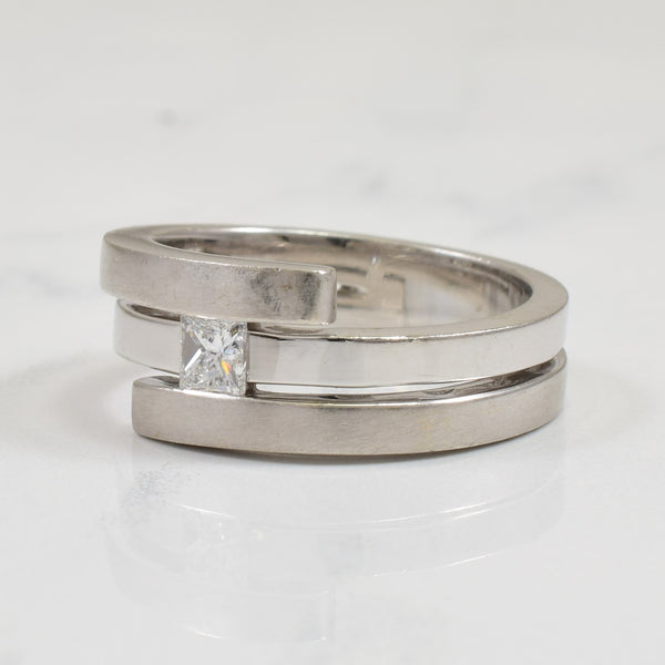 Diamond Solitaire Crossover Ring | 0.22ct | SZ 7 |