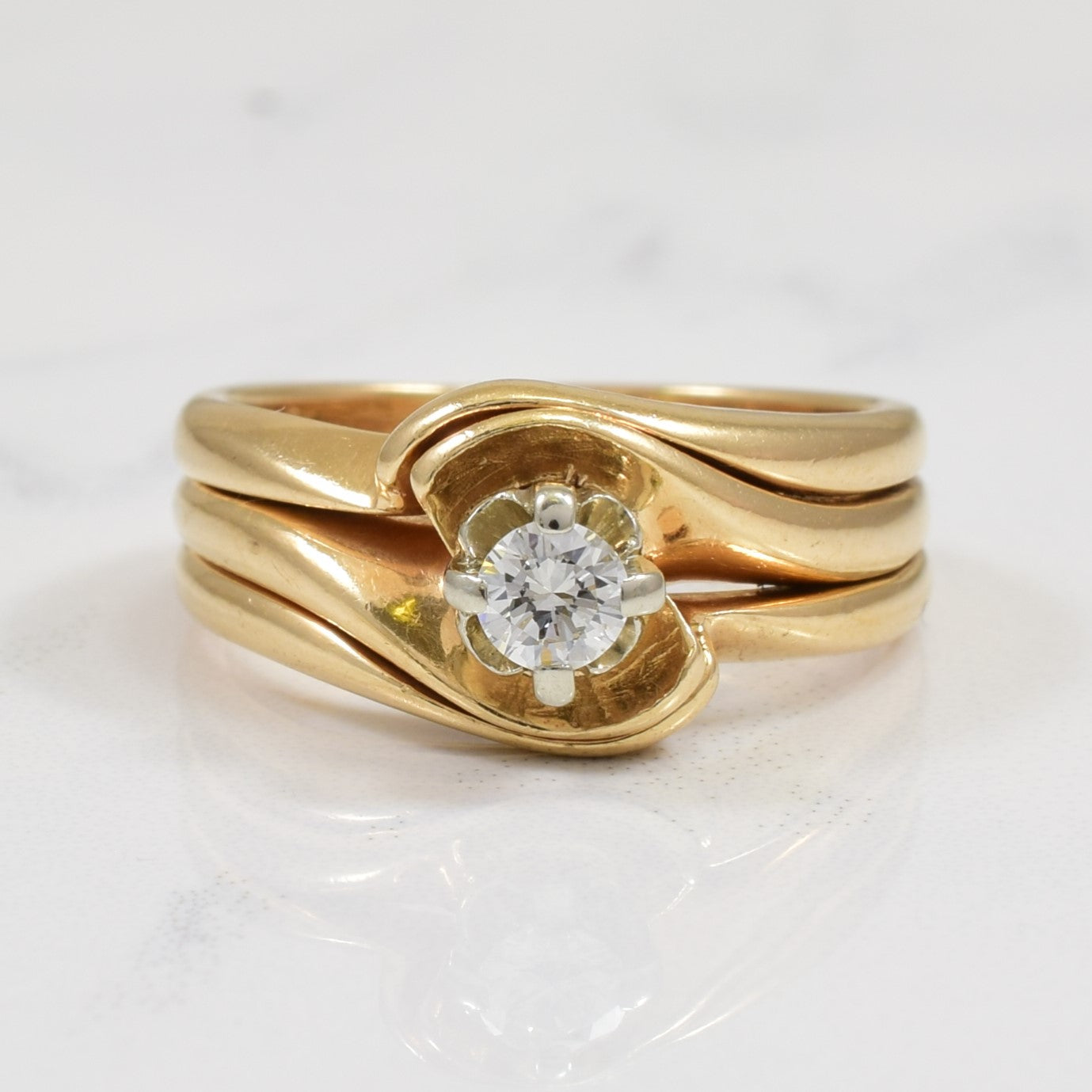 Bague solitaire en diamant | 0,18 ct | Taille 6,25 | 