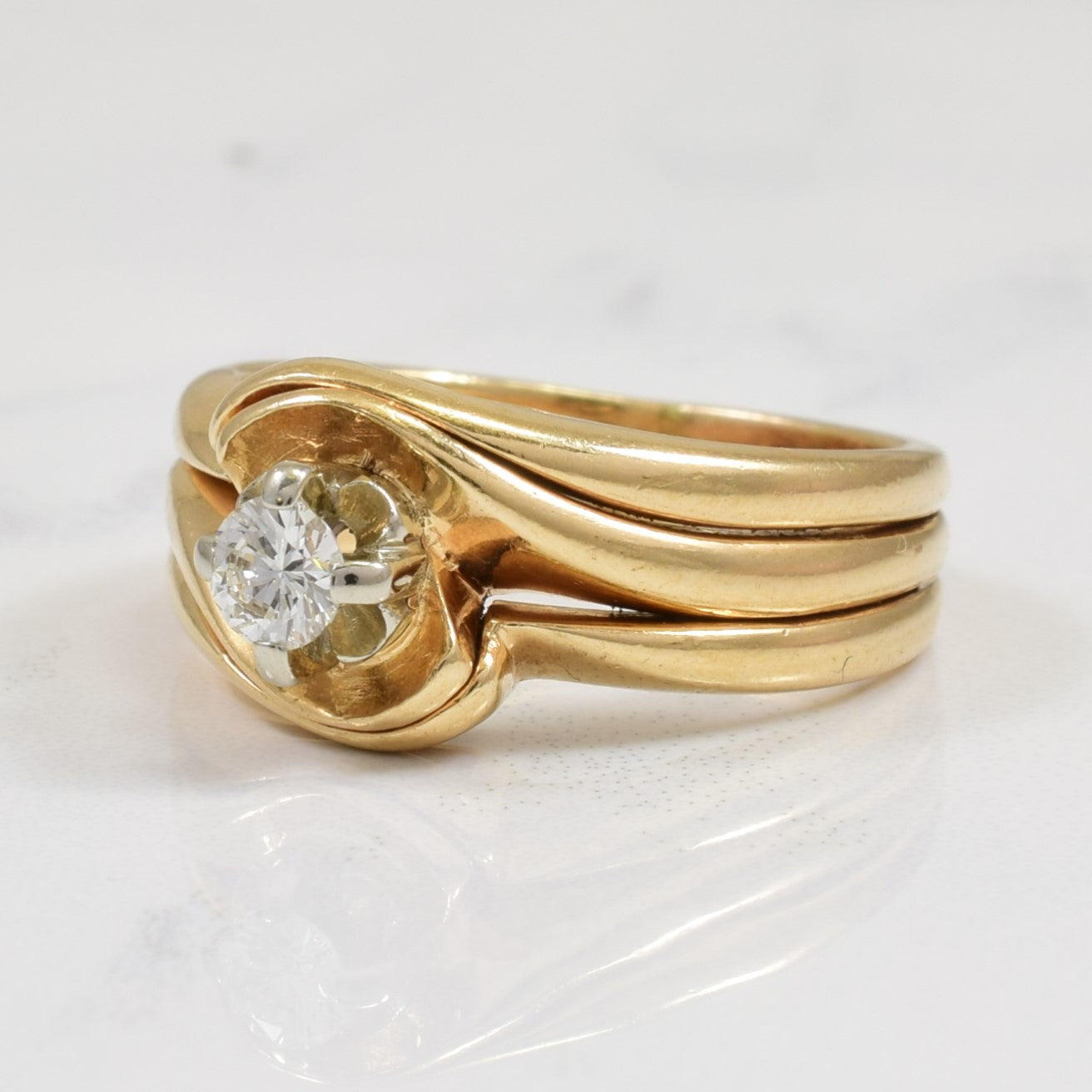 Bague solitaire en diamant | 0,18 ct | Taille 6,25 | 
