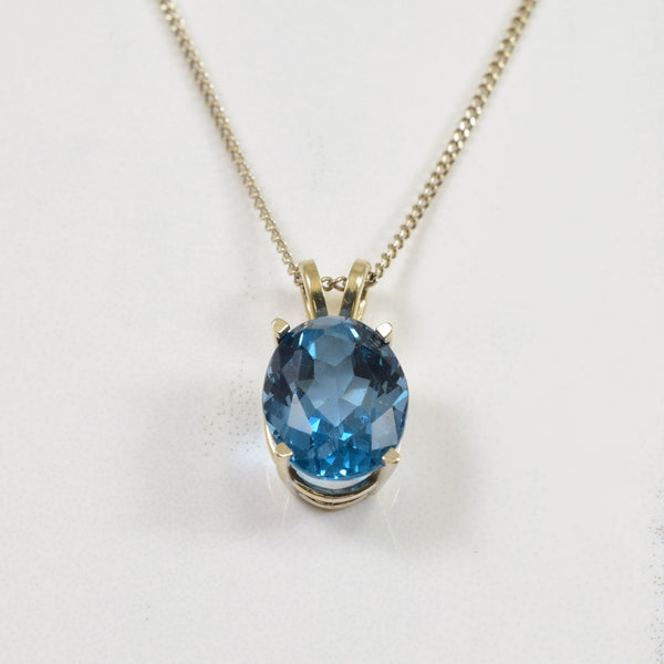 Oval London Blue Topaz Solitaire Necklace | 3.00ct | 19