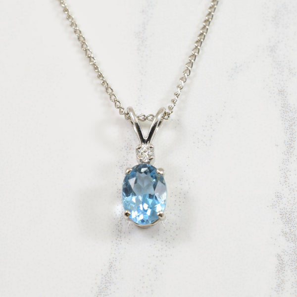 Blue Topaz & Diamond Necklace | 0.75ct, 0.03ct | 16