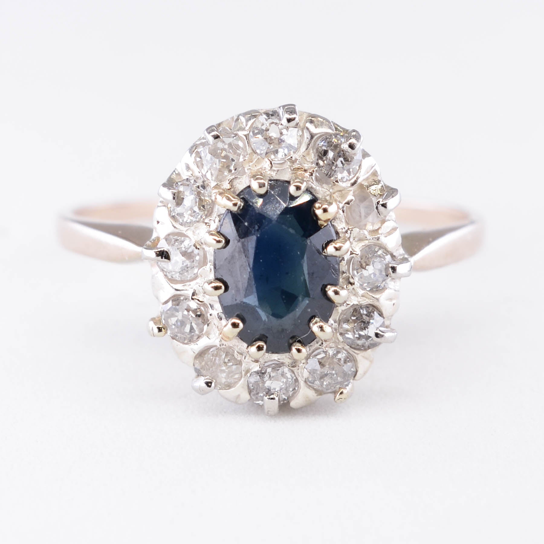 Antique Sapphire and Diamond Cluster Ring | 0.75ct, 0.48ctw | SZ 7 |