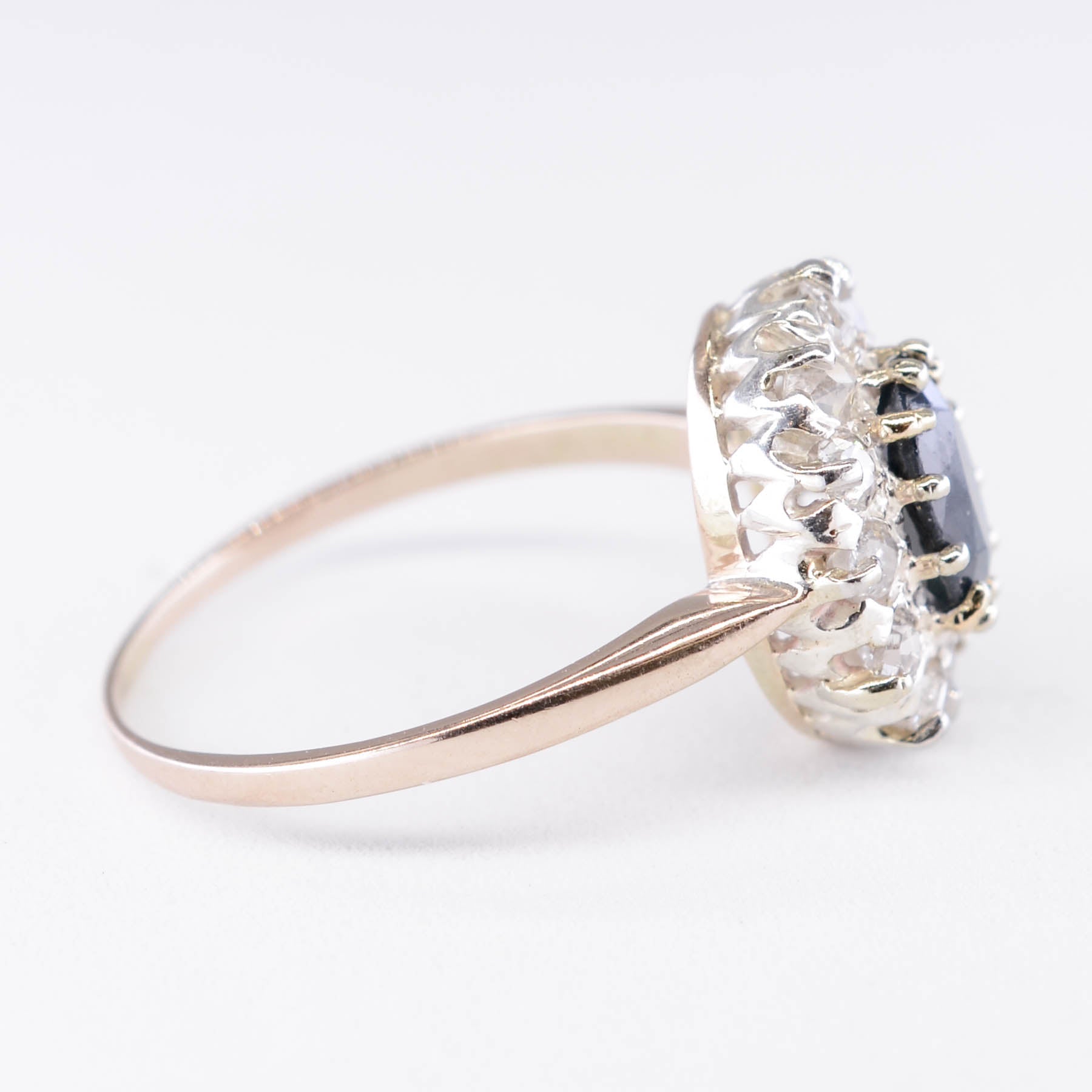 Antique Sapphire and Diamond Cluster Ring | 0.75ct, 0.48ctw | SZ 7 |
