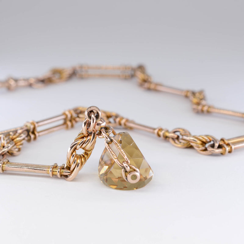 Vintage 9ct Watch Chain with a Mixture of Vintage Watch Fobs & Citrine