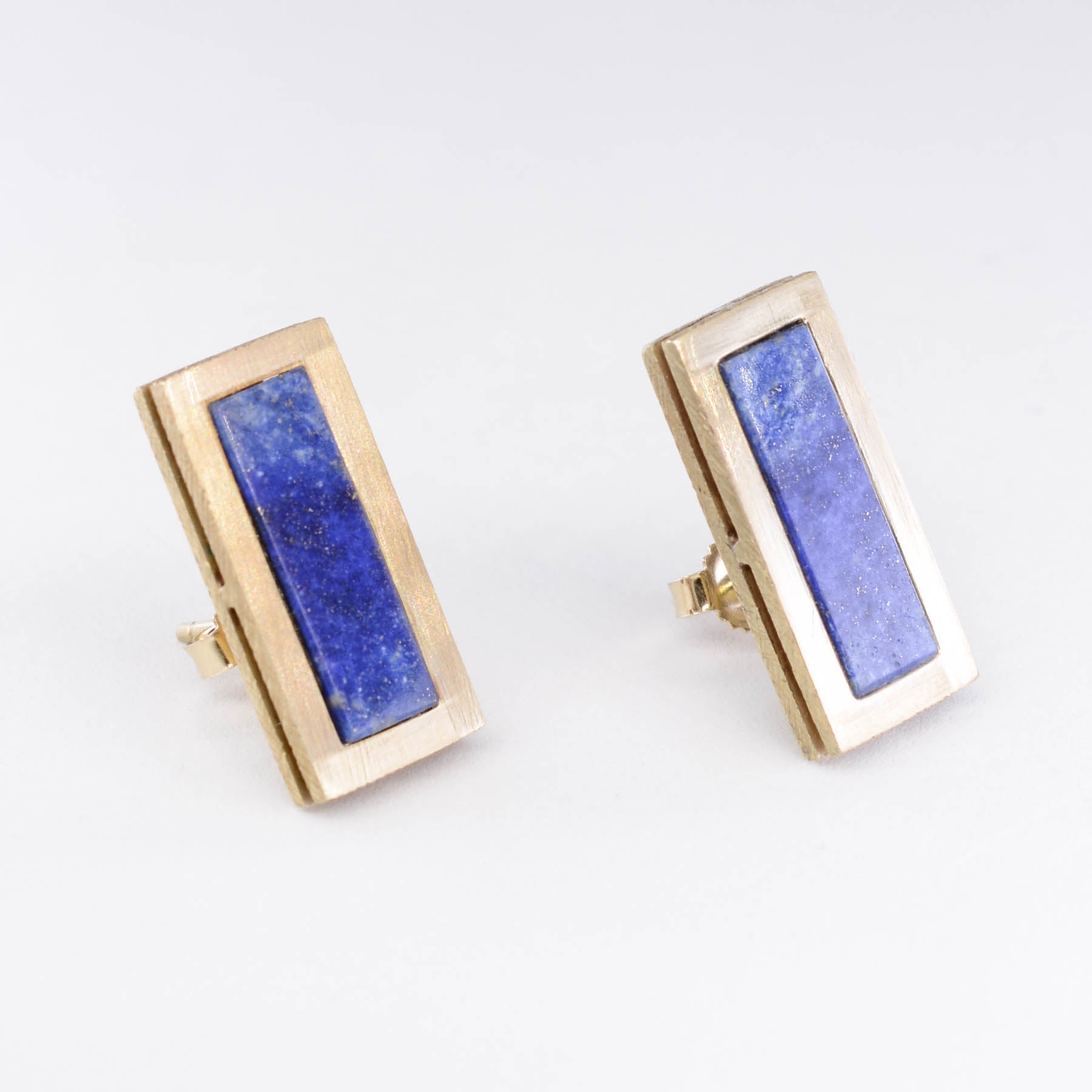 Flat Cut Lapis Lazuli Earrings | 3.00ctw |