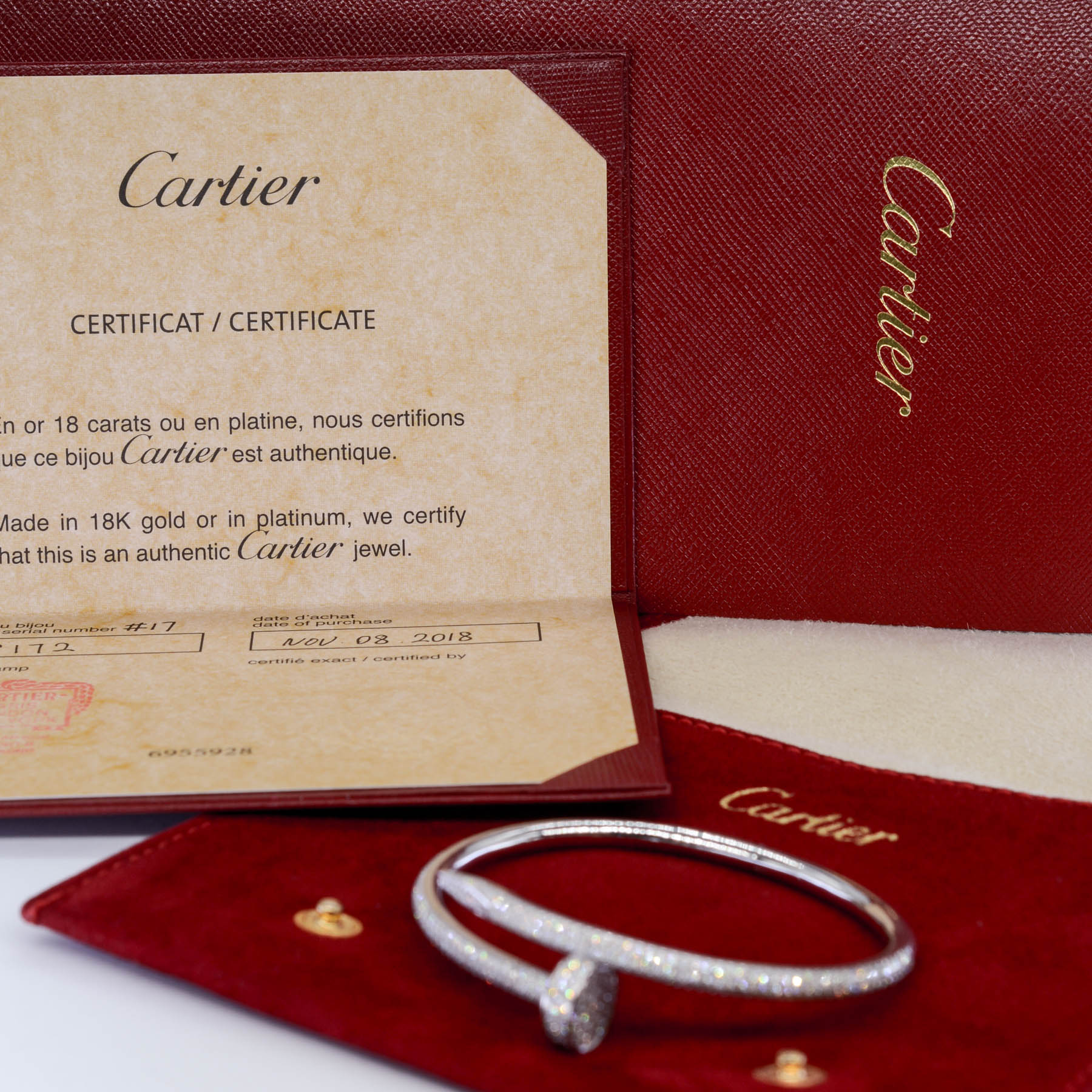 Cartier' Juste Un Clou Diamond Bracelet | 2.26ctw | Cartier Sz 17 |