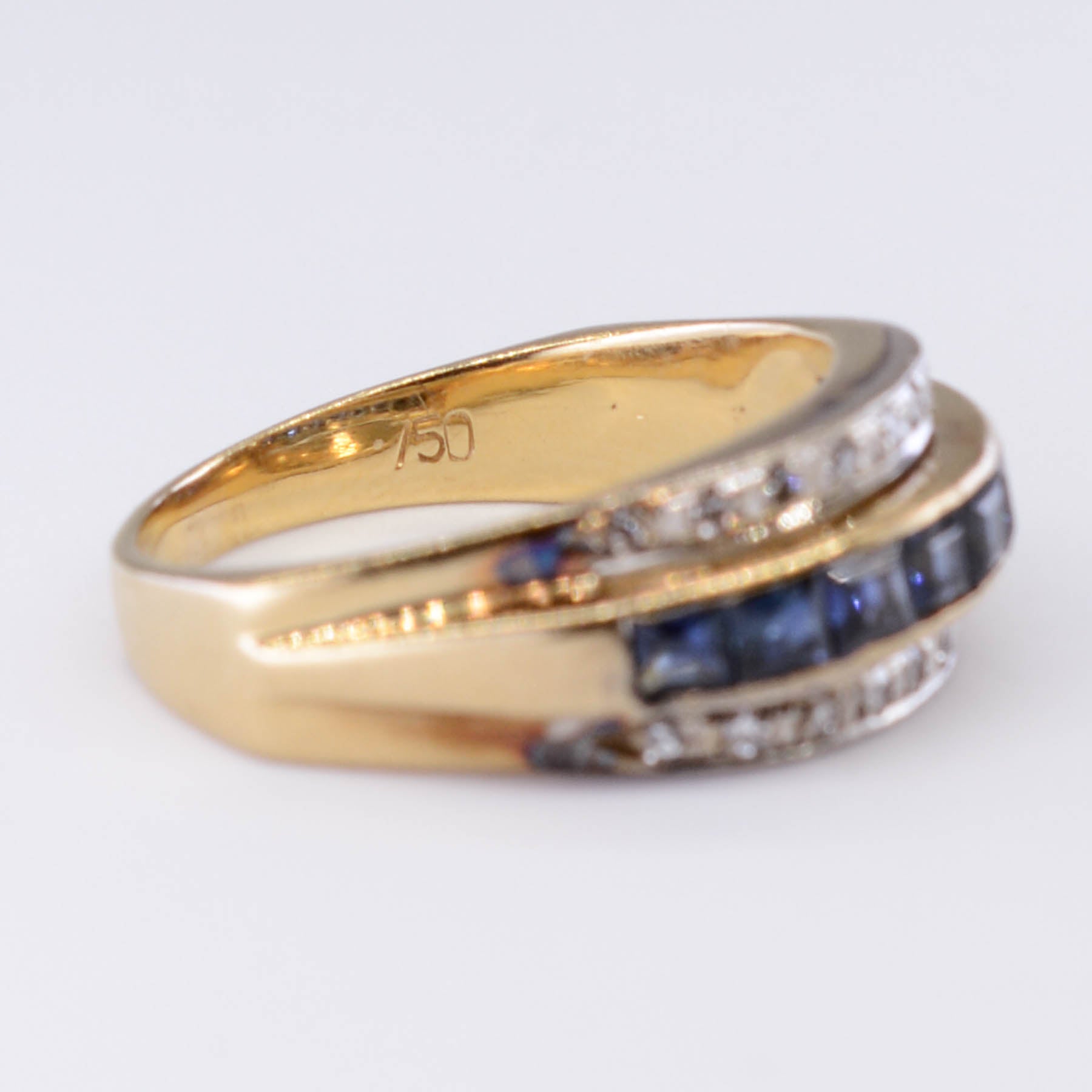 Channel Set Sapphire and Diamond Ring | 0.80ctw, 0.09ctw | SZ 5.75 |