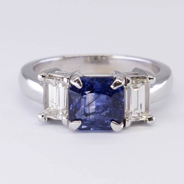 Three Stone Sapphire and Diamond Ring | 2.50ct, 1.00ctw | SZ 6.25 |