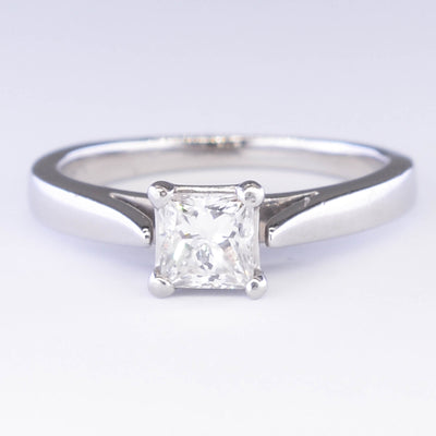 Cathedral Set Princess Diamond Engagement Ring | 0.51ct VVS1 E | SZ 5.25 |