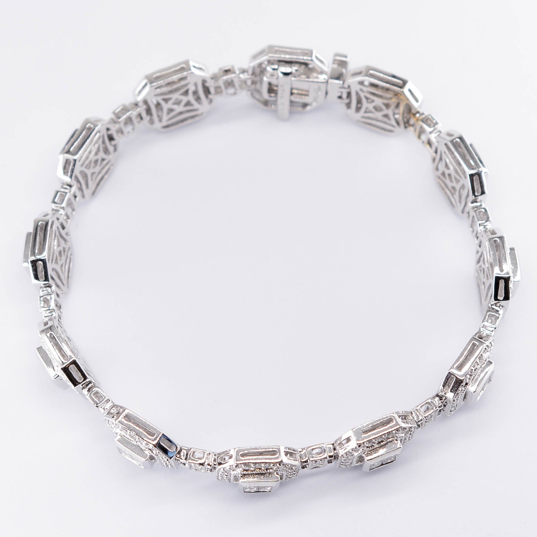 Art-Deco Inspired Geometric Halo Diamond Bracelet | 2.40ctw | 6.5