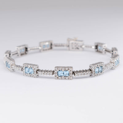Blue Topaz and Diamond Bracelet | 3.10ctw, 1.60ctw | 6.25