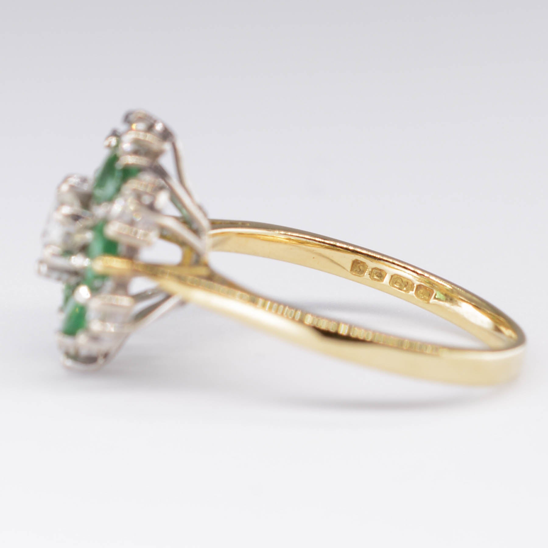 Diamond and Emerald Flower Ring |  0.20ct | SZ 5.25 |