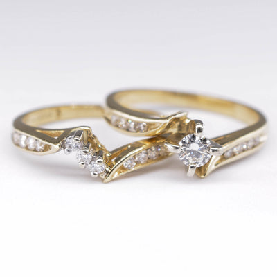 Diamond Bypass Wedding Set | 0.14ct | SZ 4 |