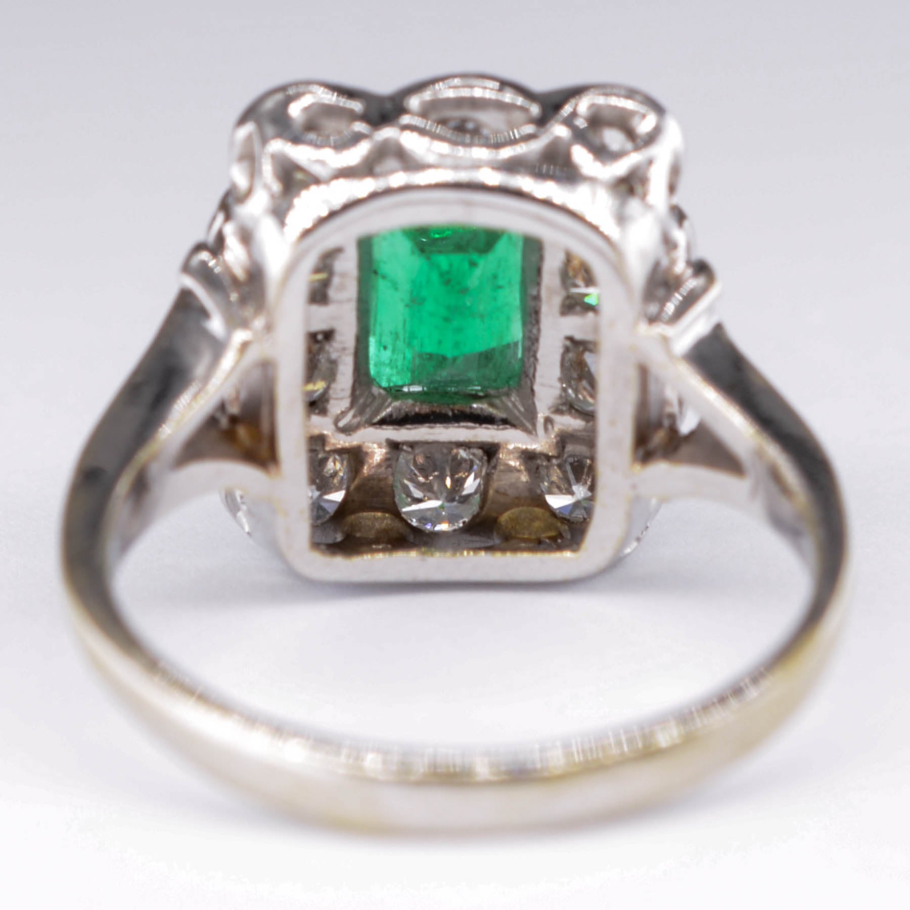 Vintage Emerald & Diamond Halo Ring | 0.65ct, 1.00ctw | SZ 4 |