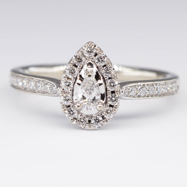 Pear Cut Halo Diamond Engagement Ring | 0.20ct, 0.25ctw | SZ 5.75 |