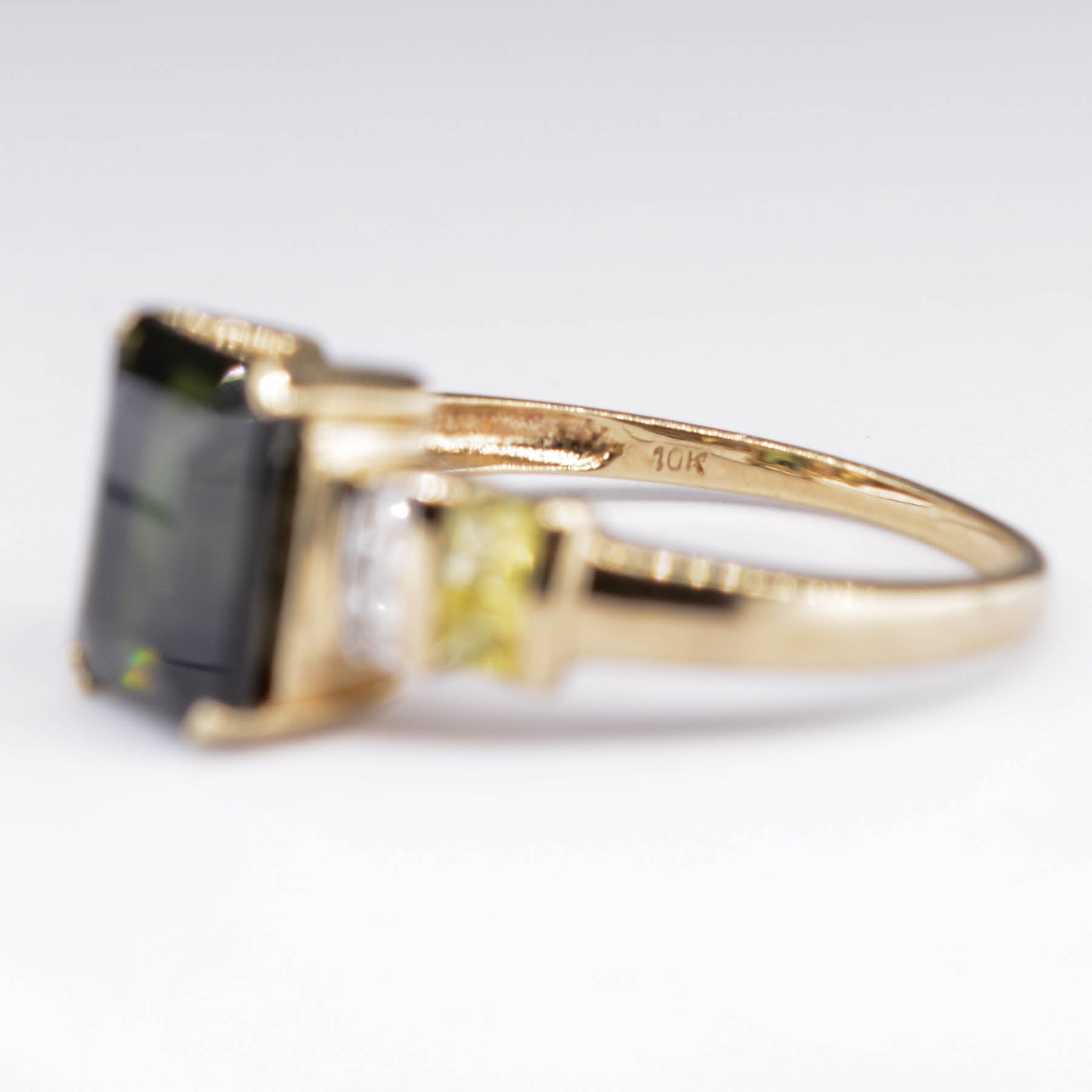 Green Tourmaline Ring with Sapphire and DIamond Accents | 2.89ctw | SZ 7.75 |