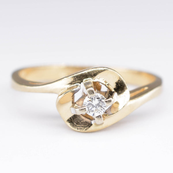 Solitaire Diamond Bypass 14k Ring | 0.06ct | SZ 5.75 |