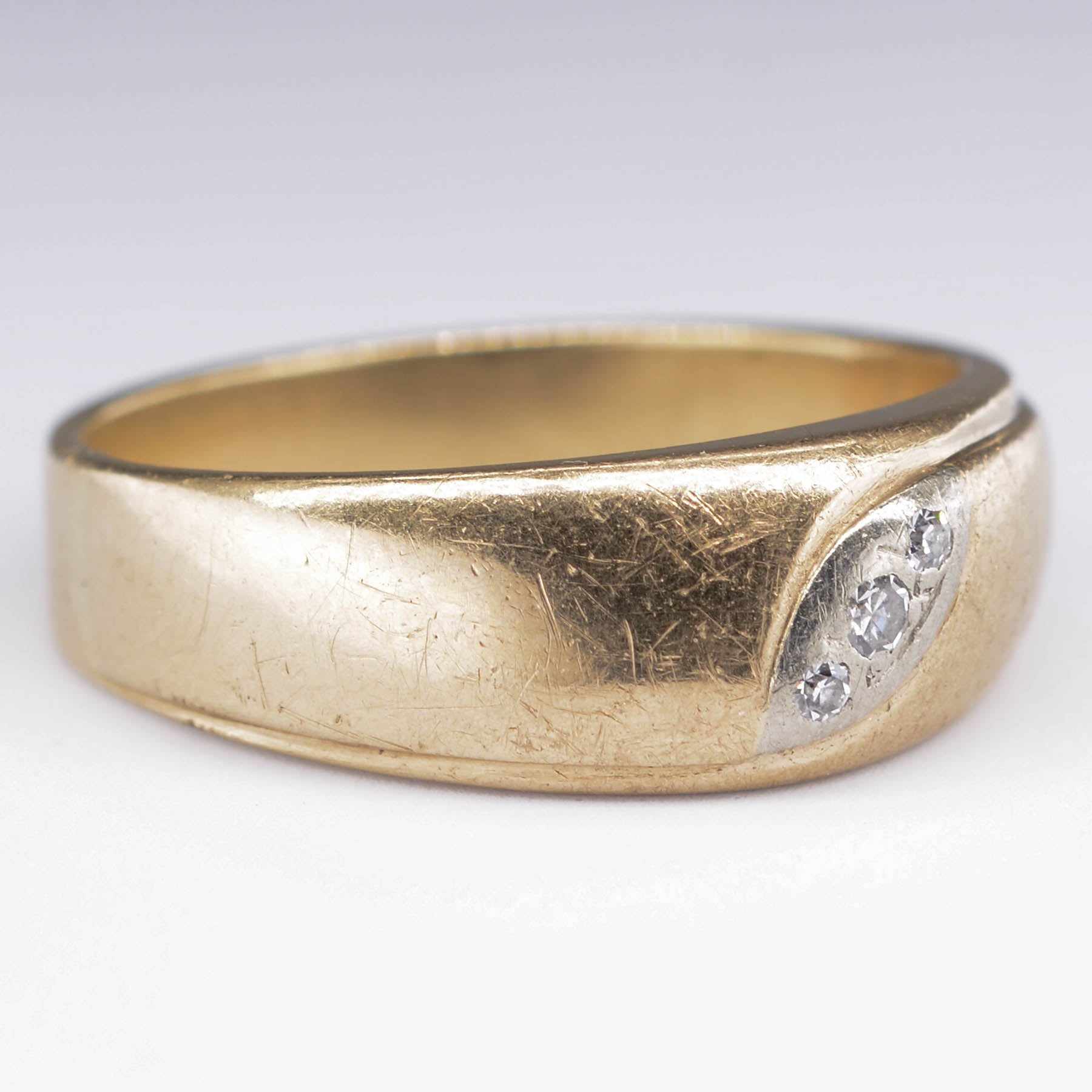 Two Tone Three Stone Diamond Ring | 0.045ctw | SZ 11.75 |