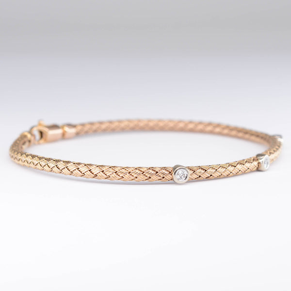 Rose Gold and Diamond 14k Rope Bracelet | 0.06ctw | 7
