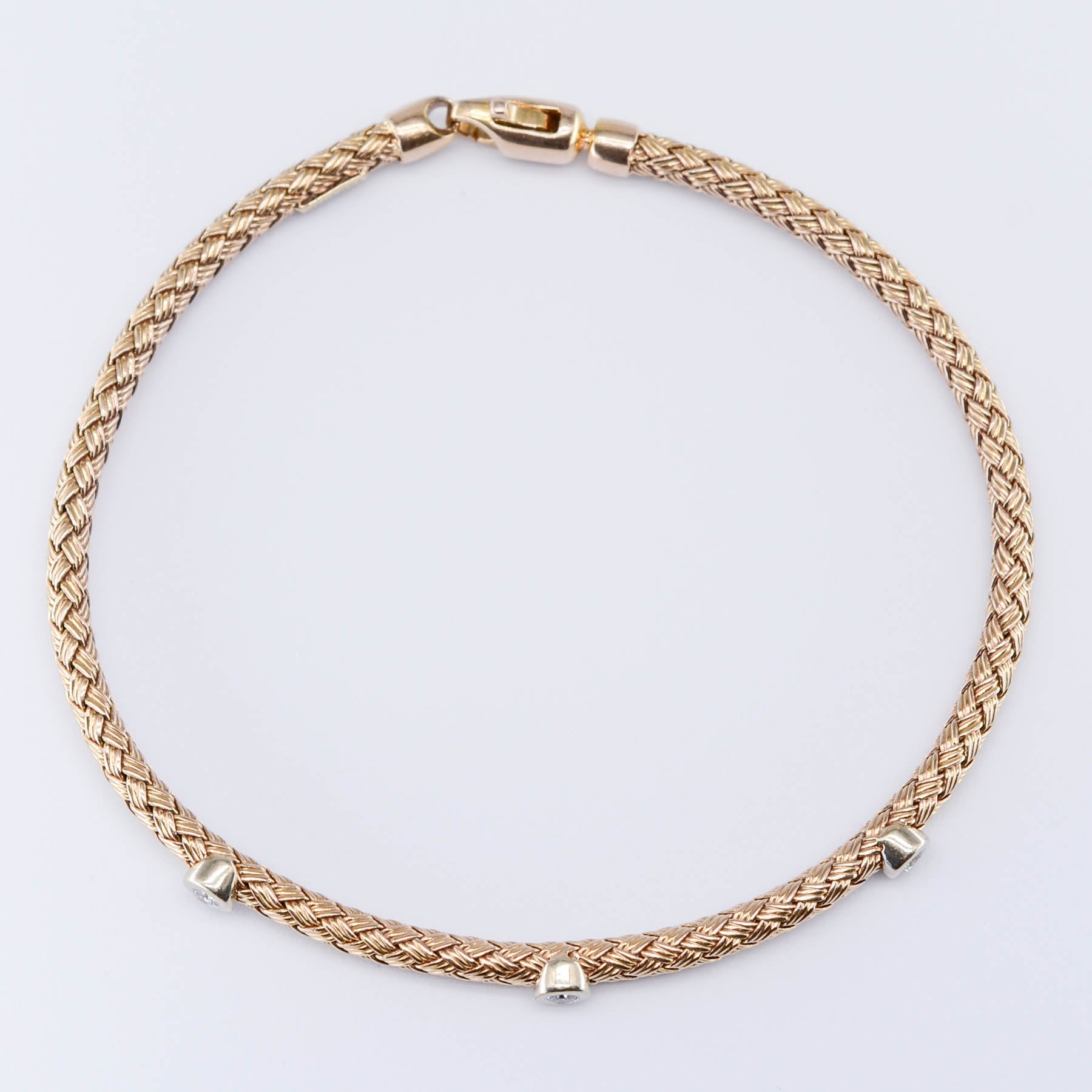 Rose Gold and Diamond 14k Rope Bracelet | 0.06ctw | 7