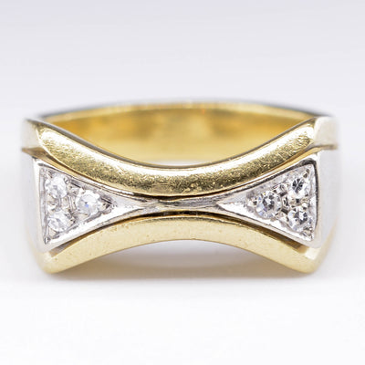 Abstract Two Tone Bowtie Diamond Ring | 0.09ctw | SZ 7.25 |