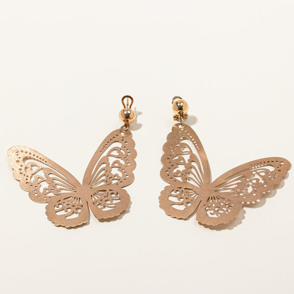 Butterfly Rose Gold Dangle Earrings | 2.5''|