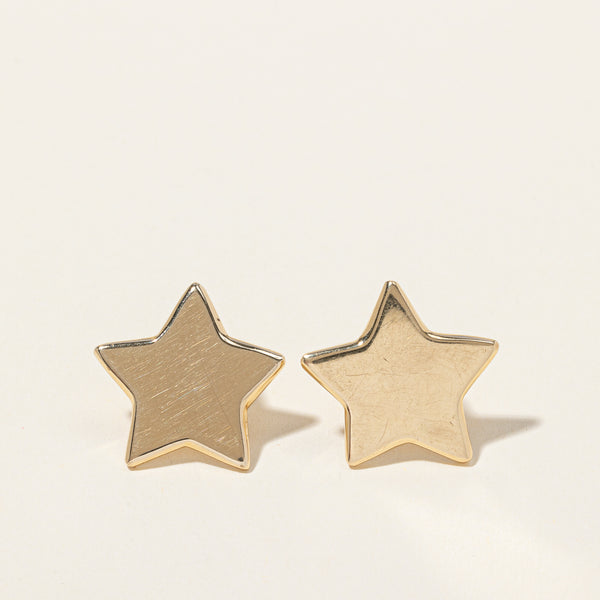 14k Yellow Gold Star Stud Earrings