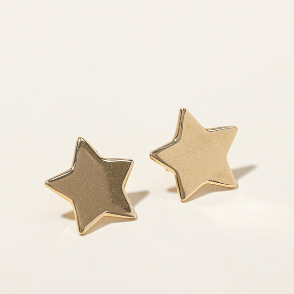 14k Yellow Gold Star Stud Earrings