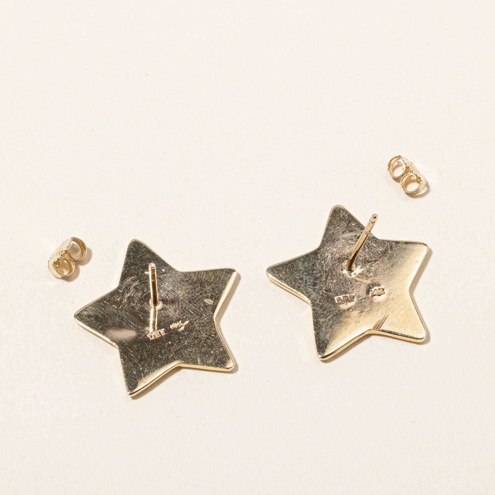 14k Yellow Gold Star Stud Earrings