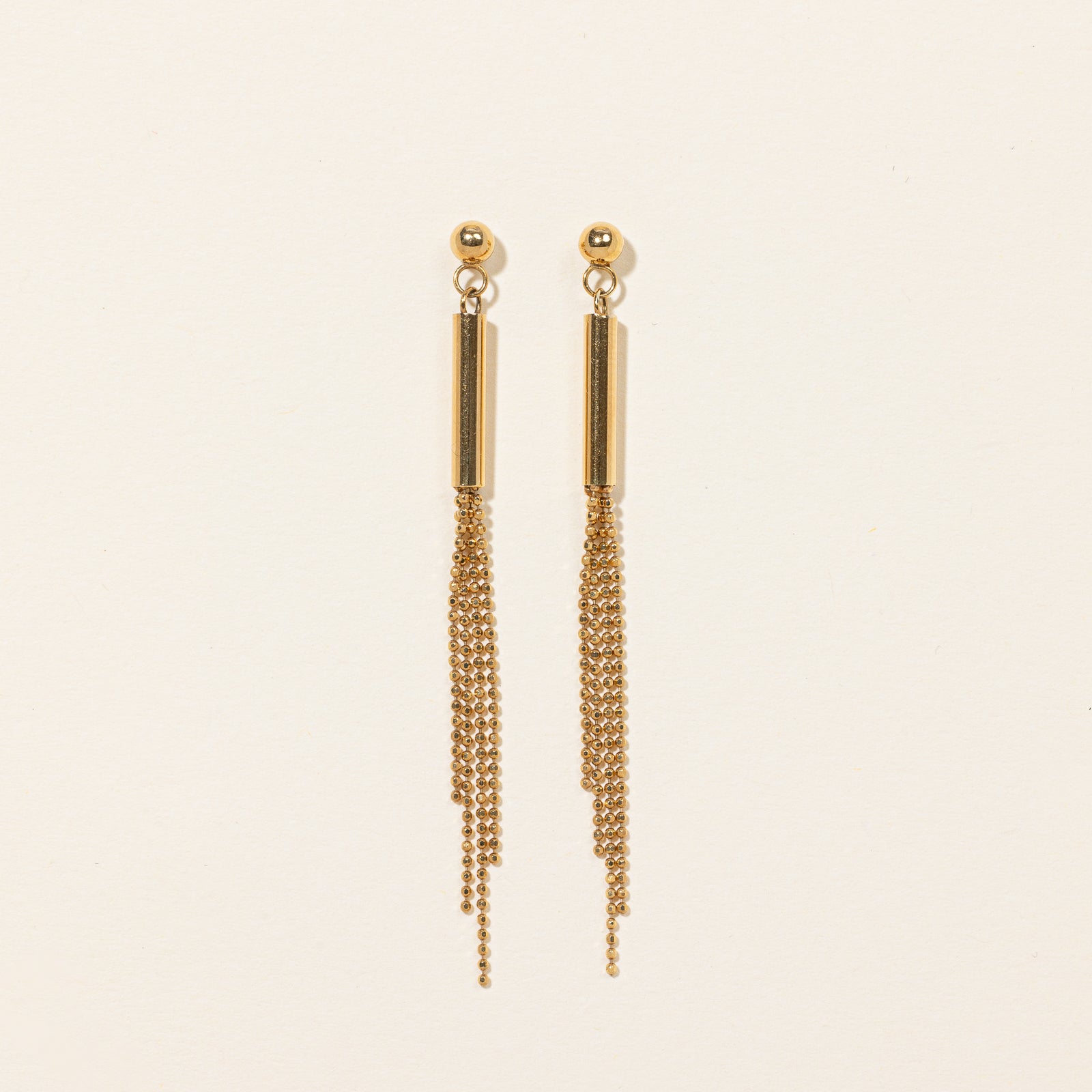14k Yellow Gold Beaded Drop Earrings