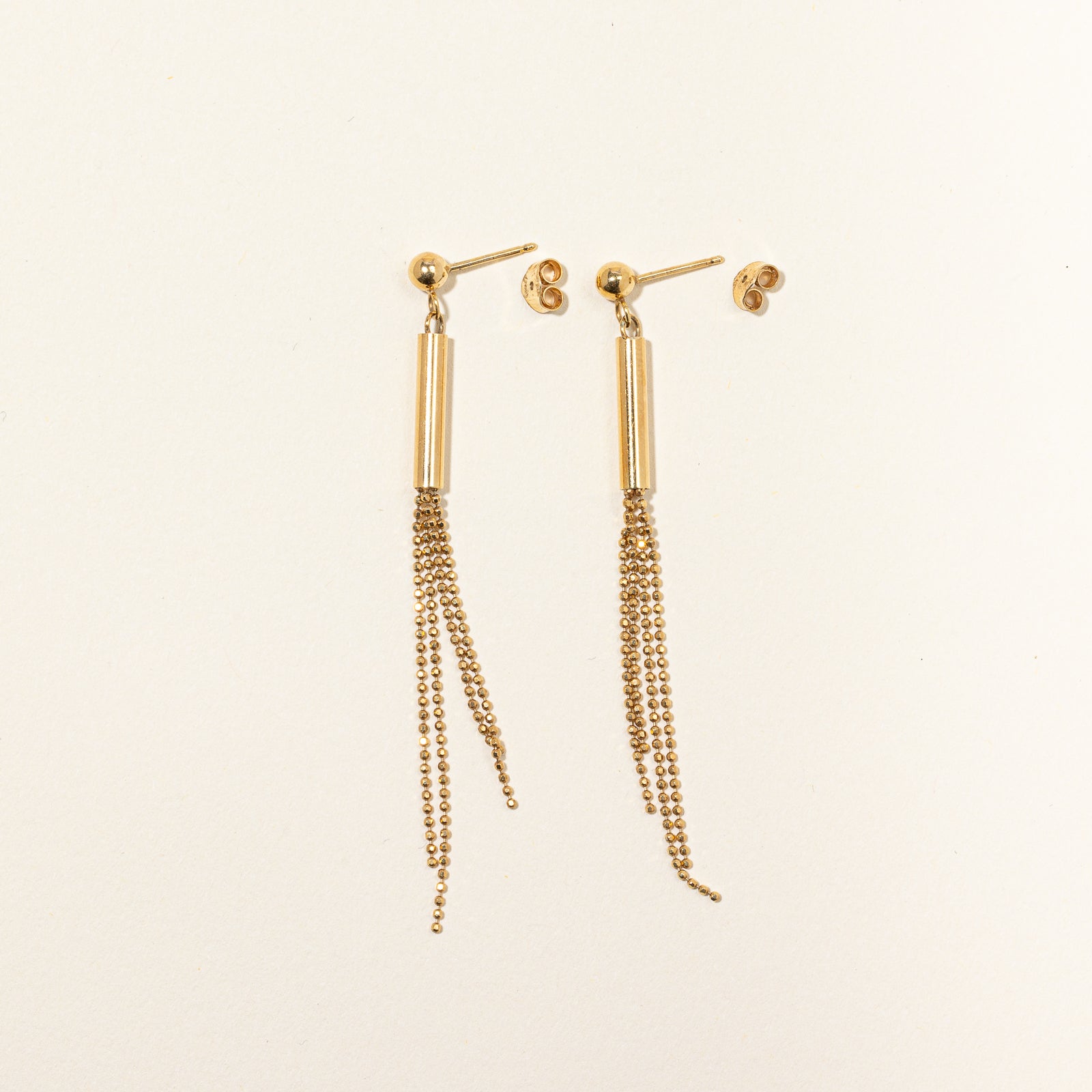 14k Yellow Gold Beaded Drop Earrings