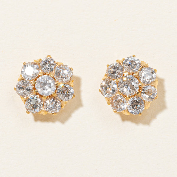 Old European Cut Cluster Diamond Stud Earrings | 1.50ctw |