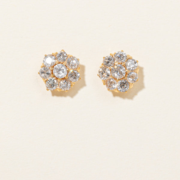 Old European Cut Cluster Diamond Stud Earrings | 1.50ctw |