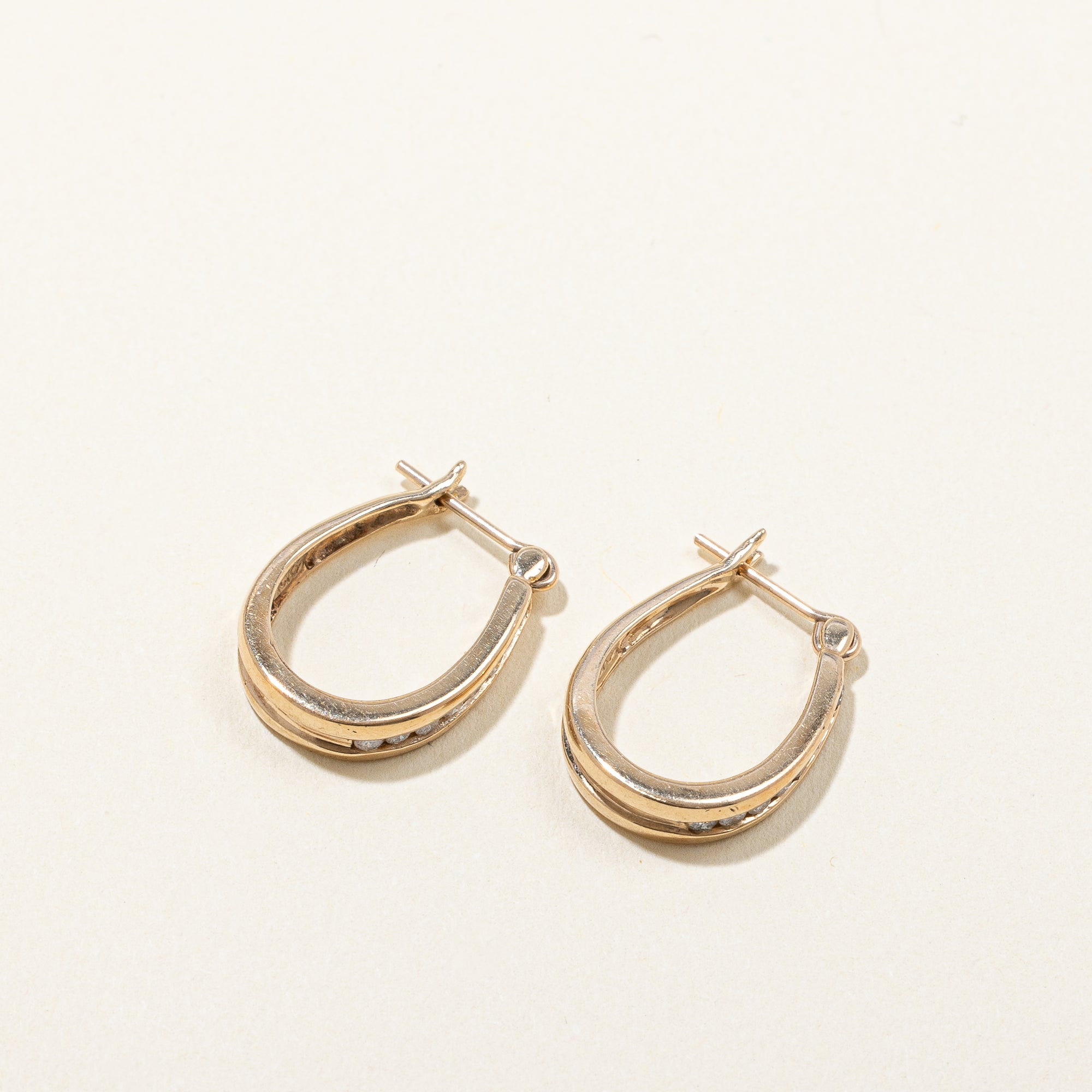 Channel Set Diamond Hoop Earrings | 0.24ctw |