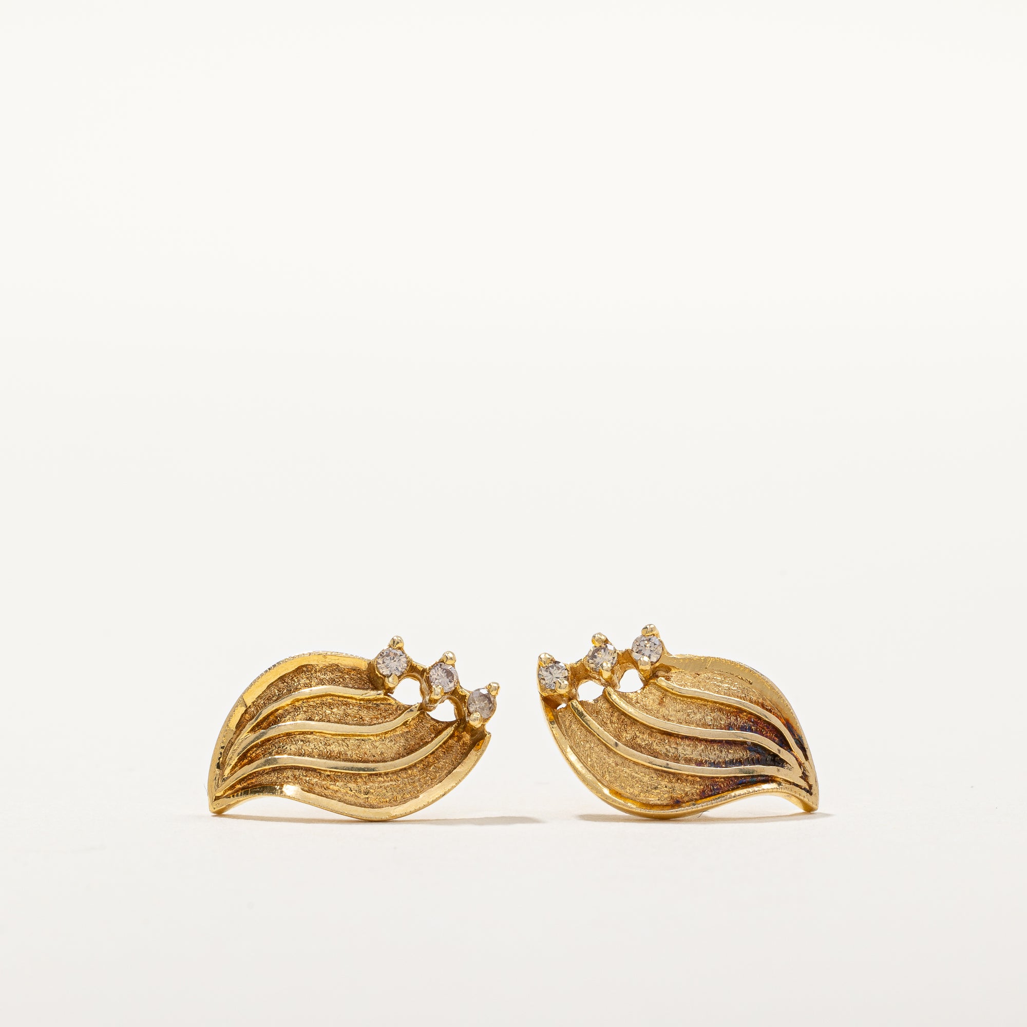 Ornate Yellow Gold & Diamond Earrings | 0.10ctw |