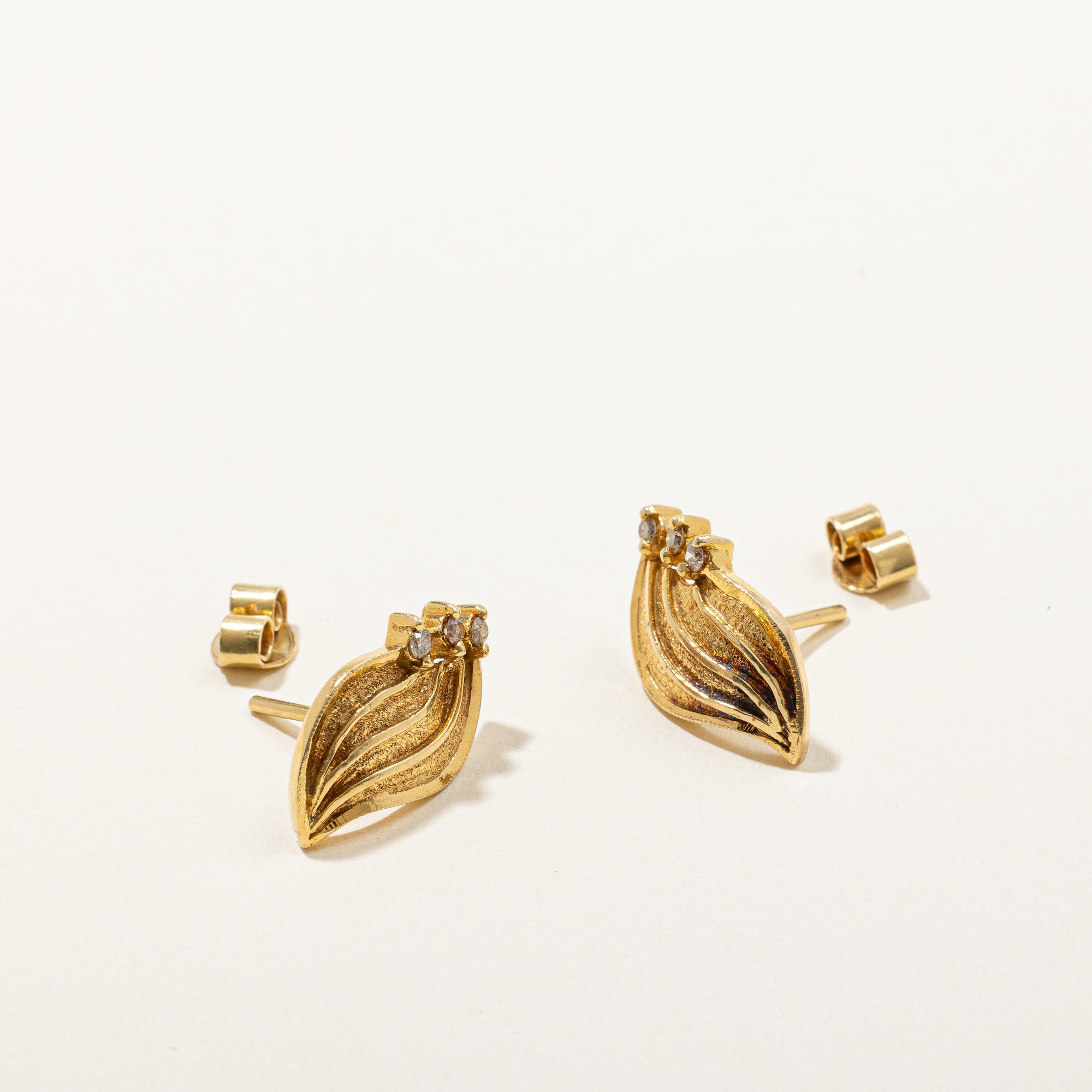 Ornate Yellow Gold & Diamond Earrings | 0.10ctw |