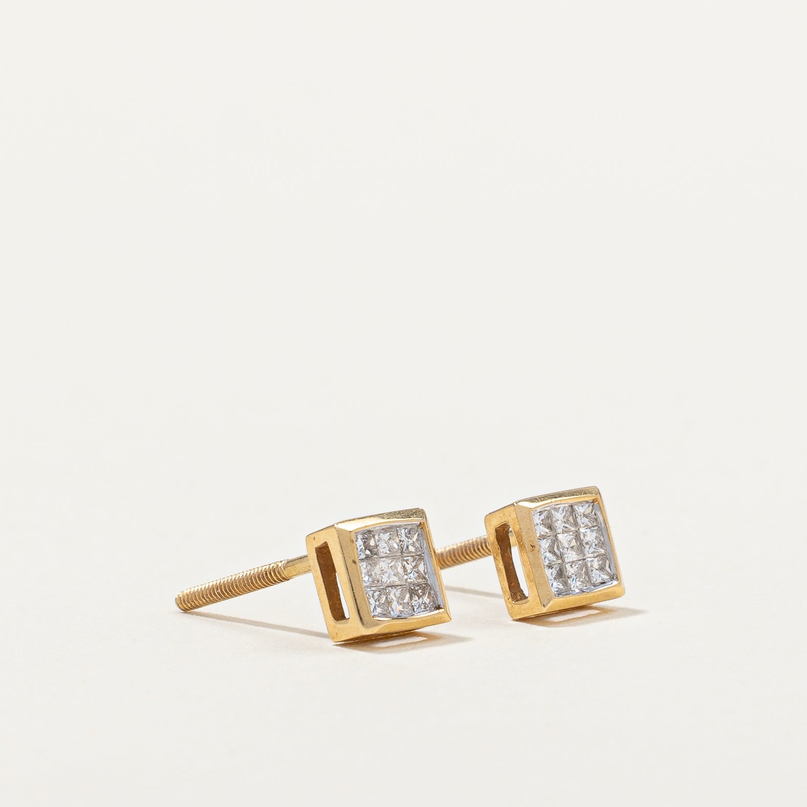 Square Diamond Stud Earrings | 0.27ctw |