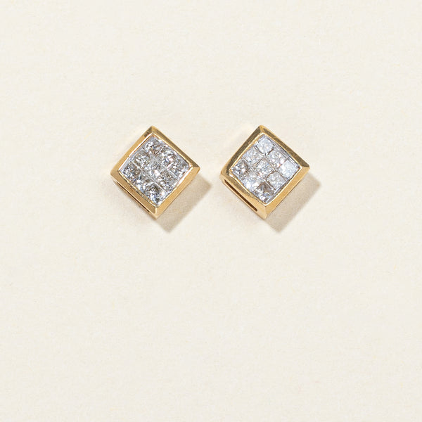 Square Diamond Stud Earrings | 0.27ctw |